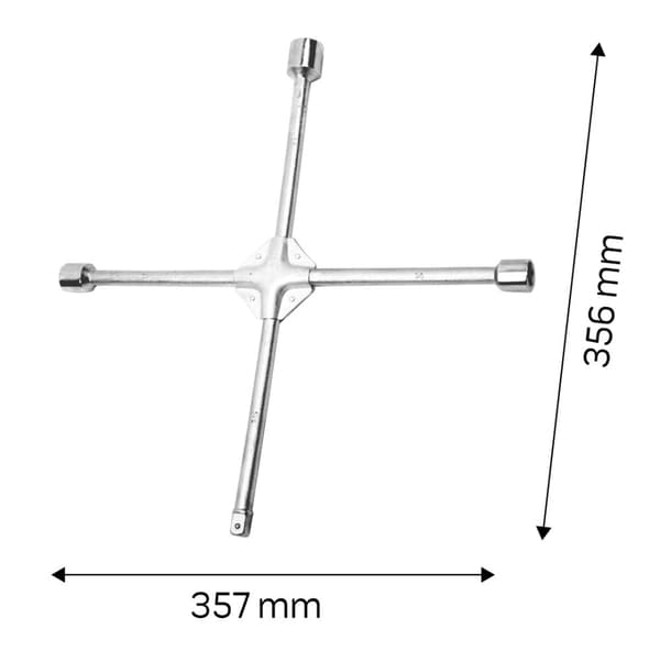 Phillips hjulnøgle, forstærket, 17 x 19 x 22 x 1/2" mm
