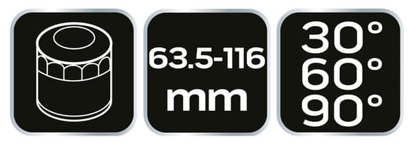 Bøjelig skruenøgle (30° / 60° / 90°), tang til oliefiltre 63,5 - 116 mm