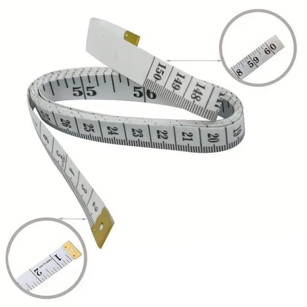 Målebånd i blødt stof - 150 cm - 60 tommer - Hvid
