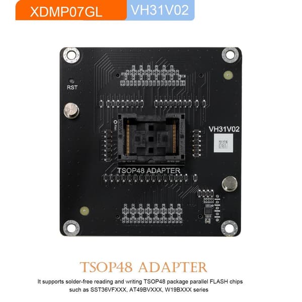 XHORSE Adapter Kit, understøtter SOP44 og TSOP48 chips, loddefri betjening, kompatibel med Multiprog ECU programmer.