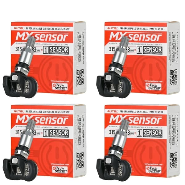 Autel MX-sensor, dubbel frekvens 315MHz och 433MHz, utbytbara ventilstammar,4PC 2IN1 R