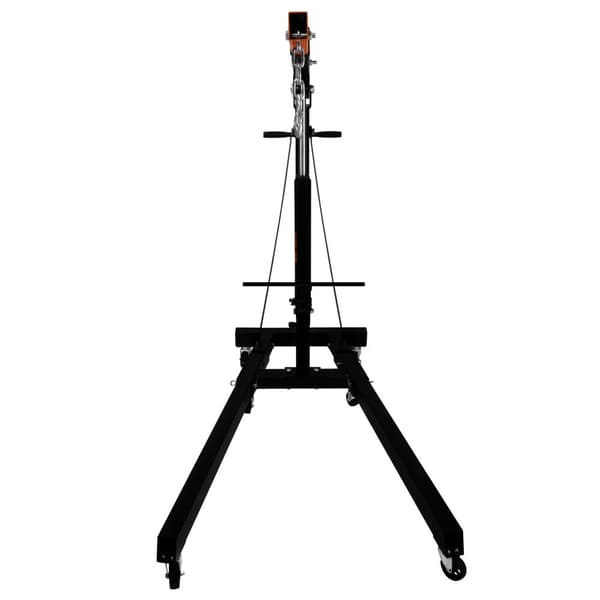Motorløftkran Kapacitet 2 Ton 2000kg med Hydraulisk Pumpesystem, Foldbare Ben | 6 Hjul + 4 Armpositioner, Løftekrog og Kæde til Værksted, Garage