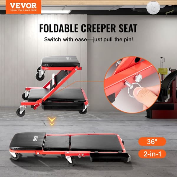 Garage Creeper Stool, Foldbart Design, 6 Glatte Hjul,36 tommer
