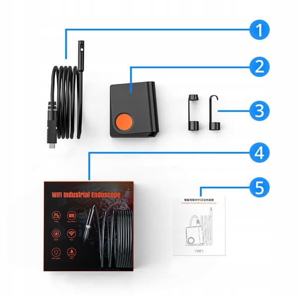 ENDOSKOOPIN TARKASTUSKAMERA 5,5mm WiFi DUO puhelinsovellus IP67 LED 5m