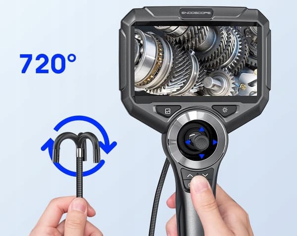 TARKASTUSKAMERA 720° KÄÄNTYVÄLLÄ PÄÄN ENDOSKOOPPILLA 5″ FHD 2MP 1m LED-NÄYTTÖ