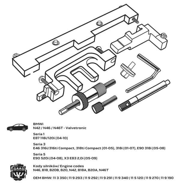 Timingværktøjssæt til BMW benzinmotorer med Valvetronic system.