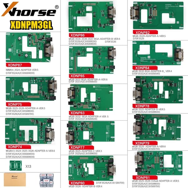Xhorse MQB48 Ingen Adskillelse Adapter Sæt, Komplet 13 Fuldt Sæt, Kompatibel med VVDI PROG, Fremragende Ydelse