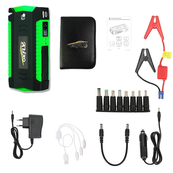 GKFLY Jump Starter, 1500A Spidsstrøm, 18000mAh Kapacitet,grøn