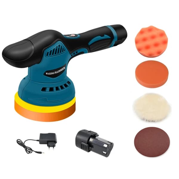Langaton auton kiillotuskone, säädettävä nopeus 2800-5500RPM, ladattava akku,EU-pistoke