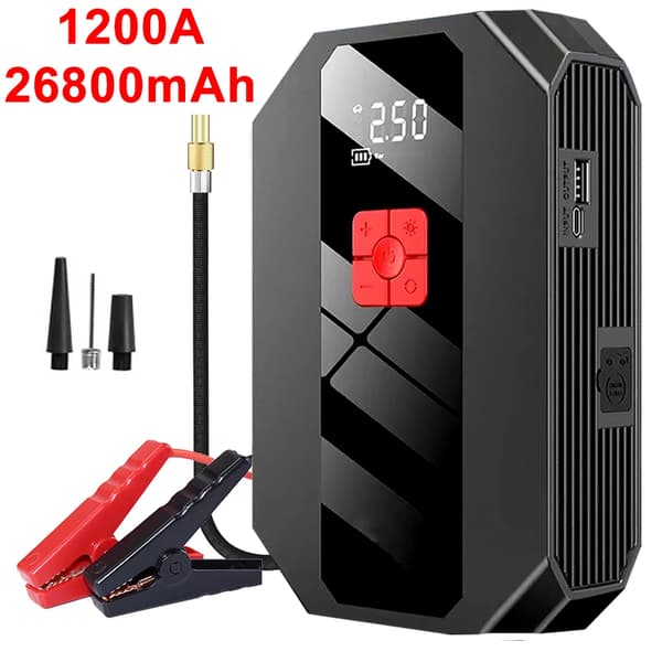 Auton käynnistysakku, 1200A huippuvirta, 26800mAh akunkapasiteetti,Harmaa