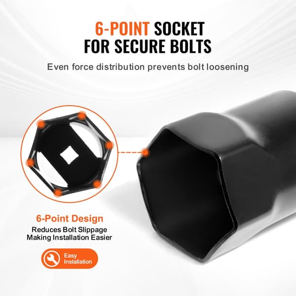 Hjulleje Låsemøtrik Socket Sæt, 7-Delt Sæt, Holdbart Cr-Mo Materiale, 1/2" Hovedstørrelse