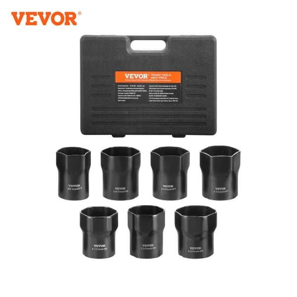 Hjulleje Låsemøtrik Socket Sæt, 7-Delt Sæt, Holdbart Cr-Mo Materiale, 1/2" Hovedstørrelse