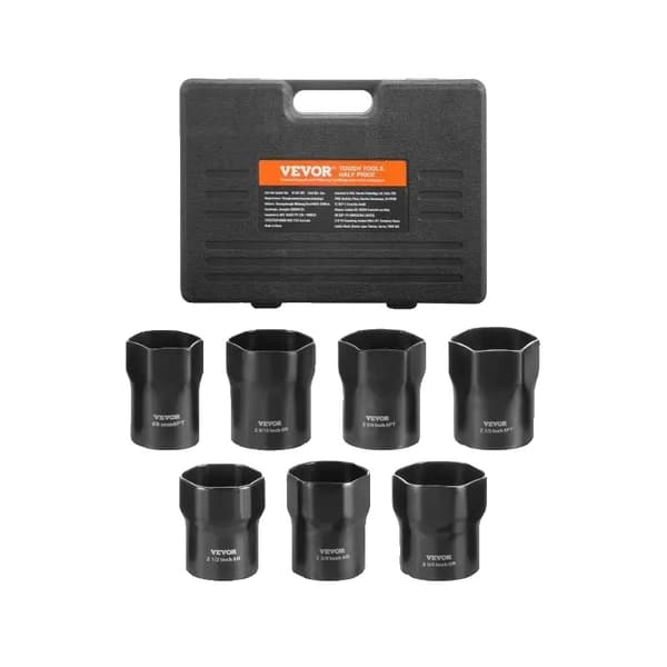 Hjulleje Låsemøtrik Socket Sæt, 7-Delt Sæt, Holdbart Cr-Mo Materiale, 1/2" Hovedstørrelse