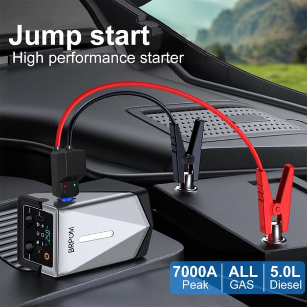 Bil Jump Starter, 1200A Spidsstrøm, 10000-12000mAh Batteri, Multifunktionel Luftkompressor