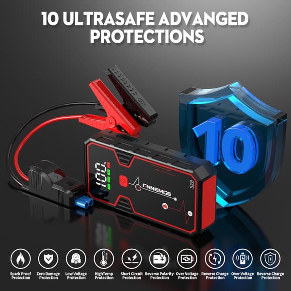 Bilbatteri Booster, 4000A Spidsstrøm, 21800mAh Kapacitet, Alsidig Brug