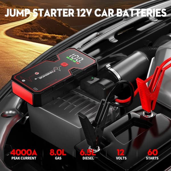 Bilbatteri Booster, 4000A Spidsstrøm, 21800mAh Kapacitet, Alsidig Brug