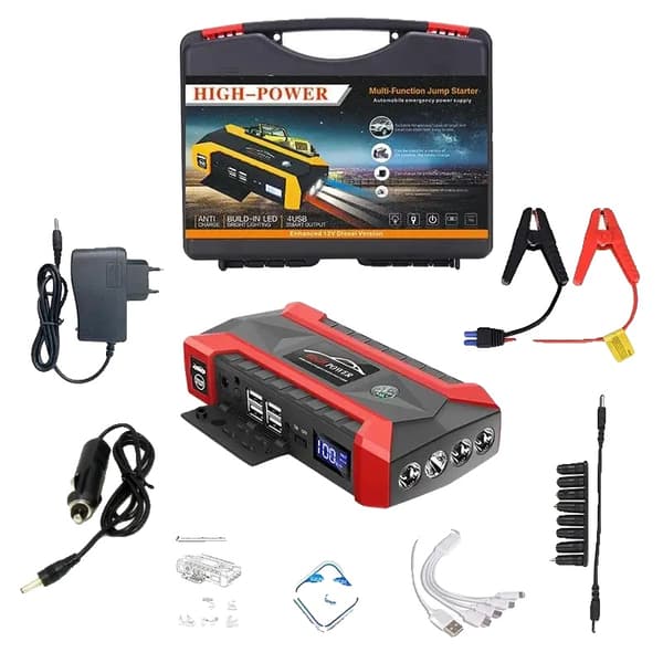 12V Auton Käynnistysakku, 89800mAh Kapasiteetti, 600A Huippuvirta,Punainen EU-pistoke