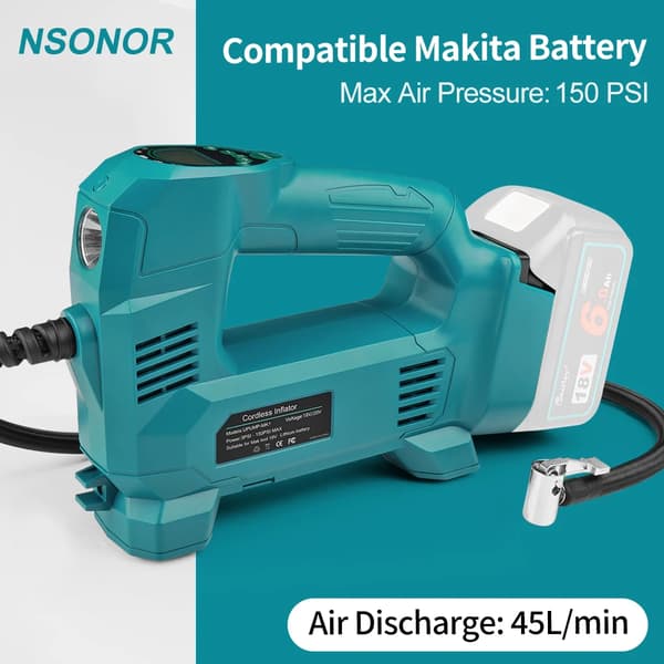 Ilmanpumppu, maksimi paine 150 PSI, 45L/min ilman purku,Langaton täyttölaite