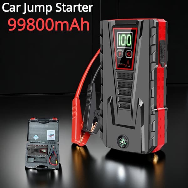 Bærbar Bil Jump Starter, 99800mAh Kapacitet, 5000A Spidstrøm, USB Opladning