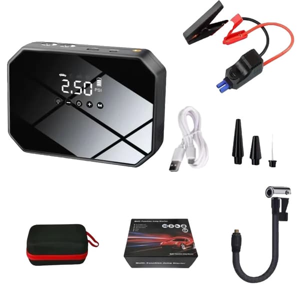 Bilkompressor, højkapacitets 8000mAh batteri, digitalt trykdisplay,Intelligens Black-a