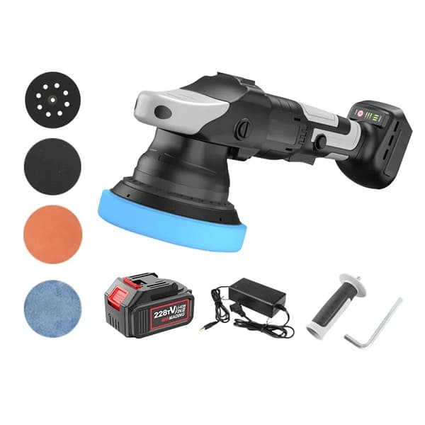 Trådløs bilpolermaskine, 900W effekt, 125MM pladetørrelse,1 Batteri, EU