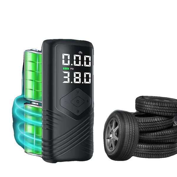 AERMOTOR Elektrisk Uppblåsningspump, Bärbar Uppladdningsbar, Digitalt Tryckdisplay,VIT, Batteridriven