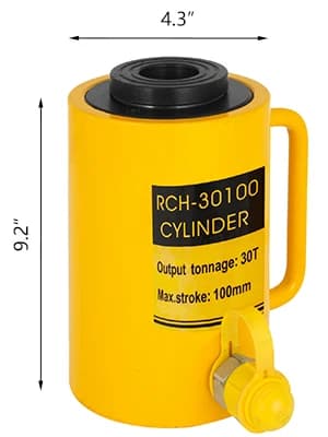 Hulplunger hydraulisk cylinderjack, 30T kapacitet, 100 mm slaglængde,30T 4 Tommer