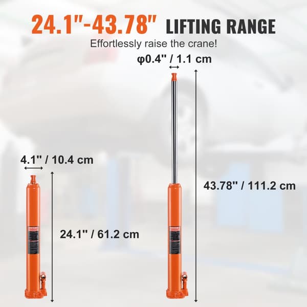 Hydraulisk Lang Ram Jack, 4 Tons Kapacitet, Enkelt Stempel Pumpe, Motorløfter Kompatibel
