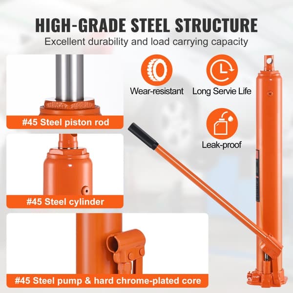 Hydraulisk Lang Ram Jack, 4 Tons Kapacitet, Enkelt Stempel Pumpe, Motorløfter Kompatibel