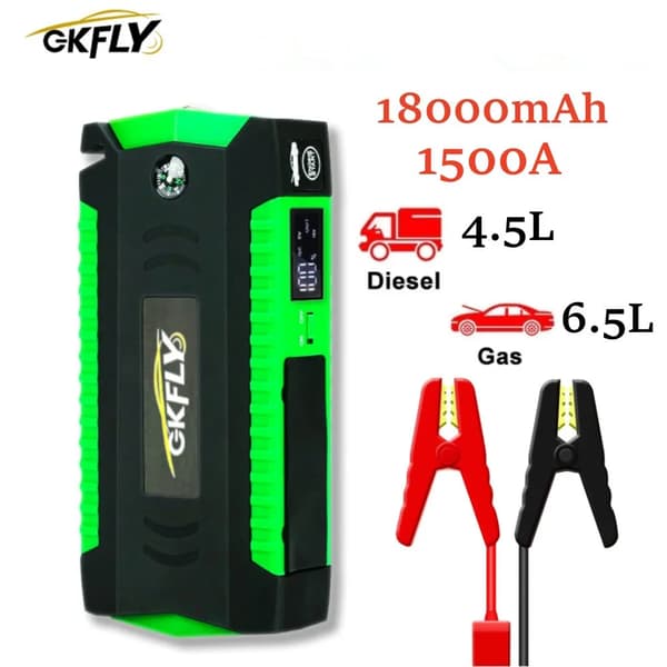 Bilstartare, 16000mAh kapacitet, USB-laddning,Grön 18000mAh
