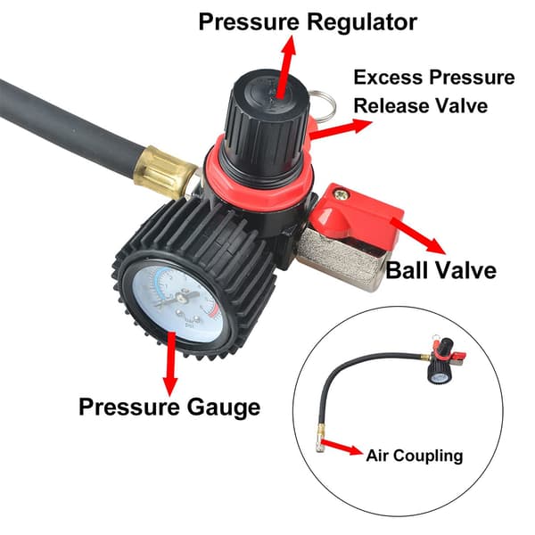 Turbo System Läcksökare, 80 psi Tryckmätare, 4 Stegade Adaptorer, Bred Slangkompatibilitet