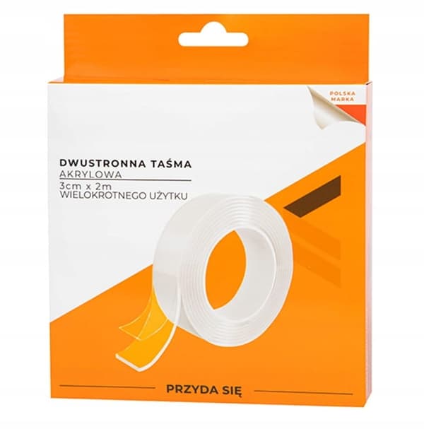 Dubbelhäftande akryltejp 3 cm x 3 m slitstark universal