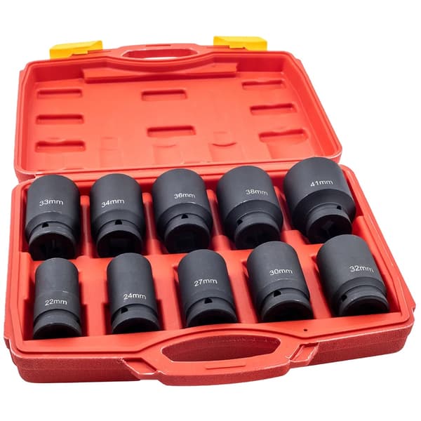 10-delars djupverkande hylssats, 3/4" fäste, storlekar 22-41mm