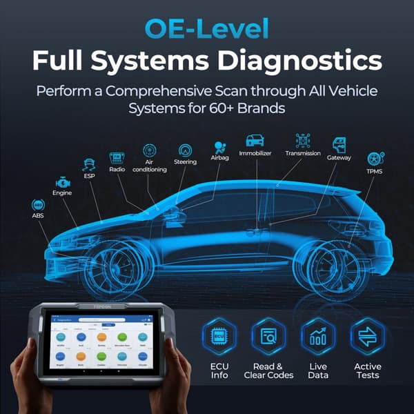 OBD2 Trådlös Skanner, Alla System Bi-Directionell Diagnostik, Gratis Uppgradering Kontroll, ArtiDiag900 Lite