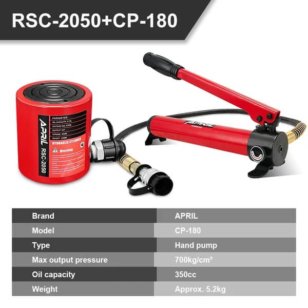 Hydraulisk Cylinder, 20T Output, 50mm Slaglængde, RSC-2050 med CP-180