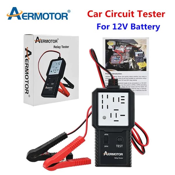 Bilrelätester, 12V/24V Kompatibilitet, Kortslutningsdetektering, Bilrelätester