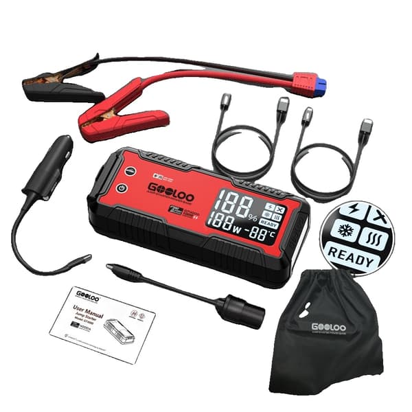 Bil Jump Starter, 4000A Topstrøm, 24000mAh Kapacitet, GT4000-RD