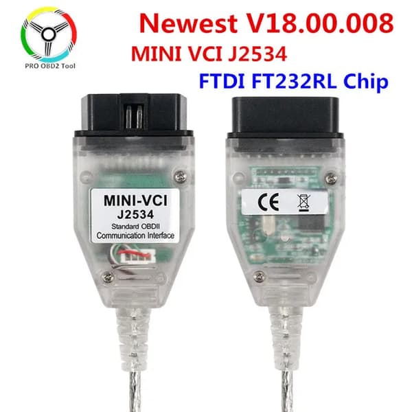 Toyota MINI VCI Diagnostisk Kabel, V1800008 Version, FT232RL Gränssnitt, Mini VCI-kabel