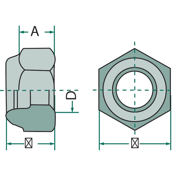 Selvlåsende møtrik 4 mm 7 mm