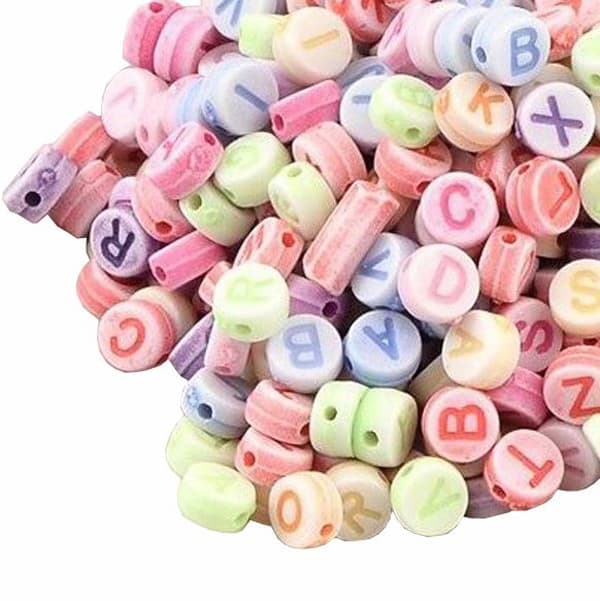 Bokstavspärlor rund/platt mixade färger 275-pack