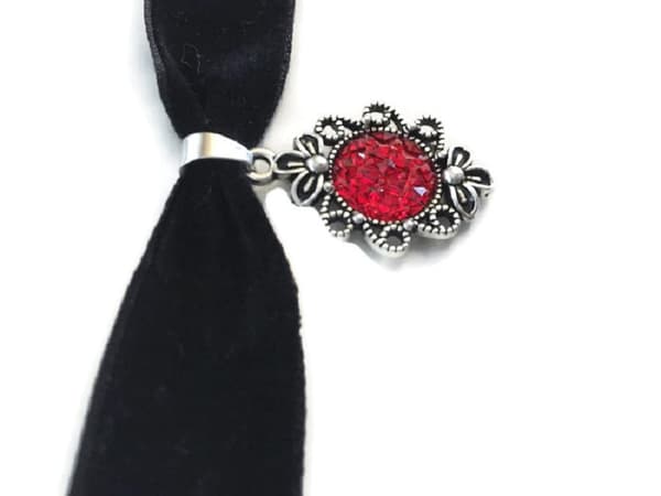 Choker Djupröd Glitter/Druz - Goth Rock - Velvet choker