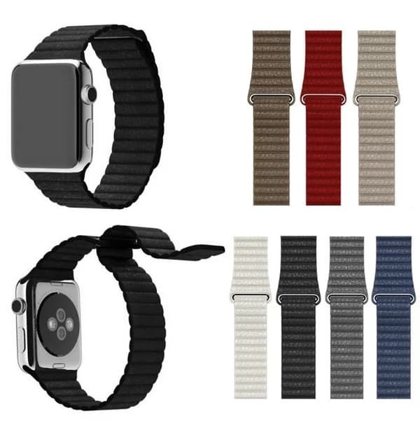 För Apple Watch 38mm Loop magnetlåsspänne  läder armband