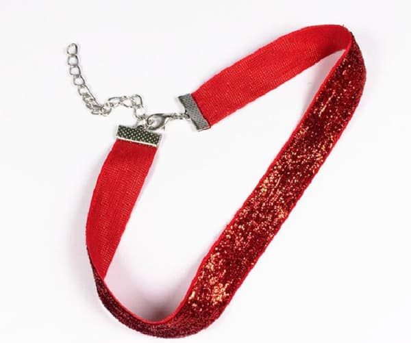 Choker Glitter RÖD Rock Punk 90-tal Goth