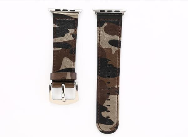 Kamouflage stil läderrem klockarmband för Apple Watch 38mm