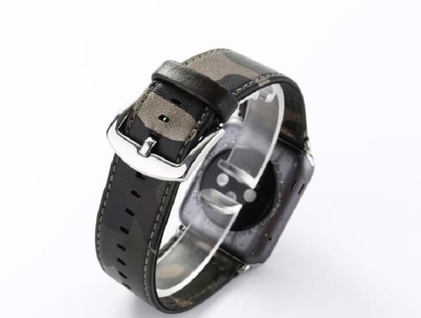 Kamouflage stil läderrem klockarmband för Apple Watch 38mm
