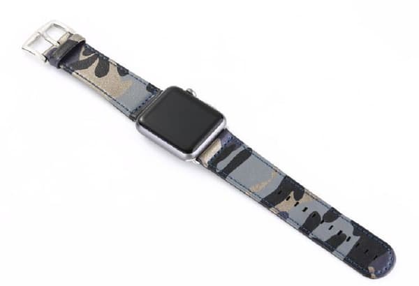 Kamouflage stil läderrem klockarmband för Apple Watch 38mm