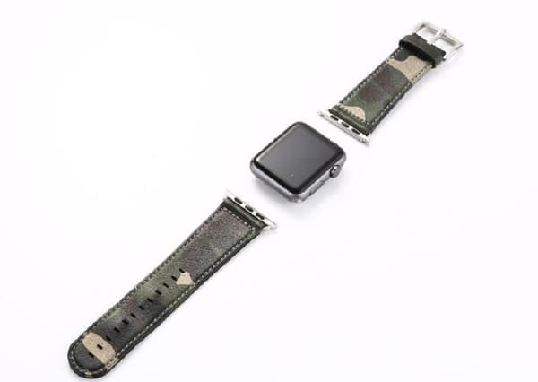 Kamouflage stil läderrem klockarmband för Apple Watch 38mm