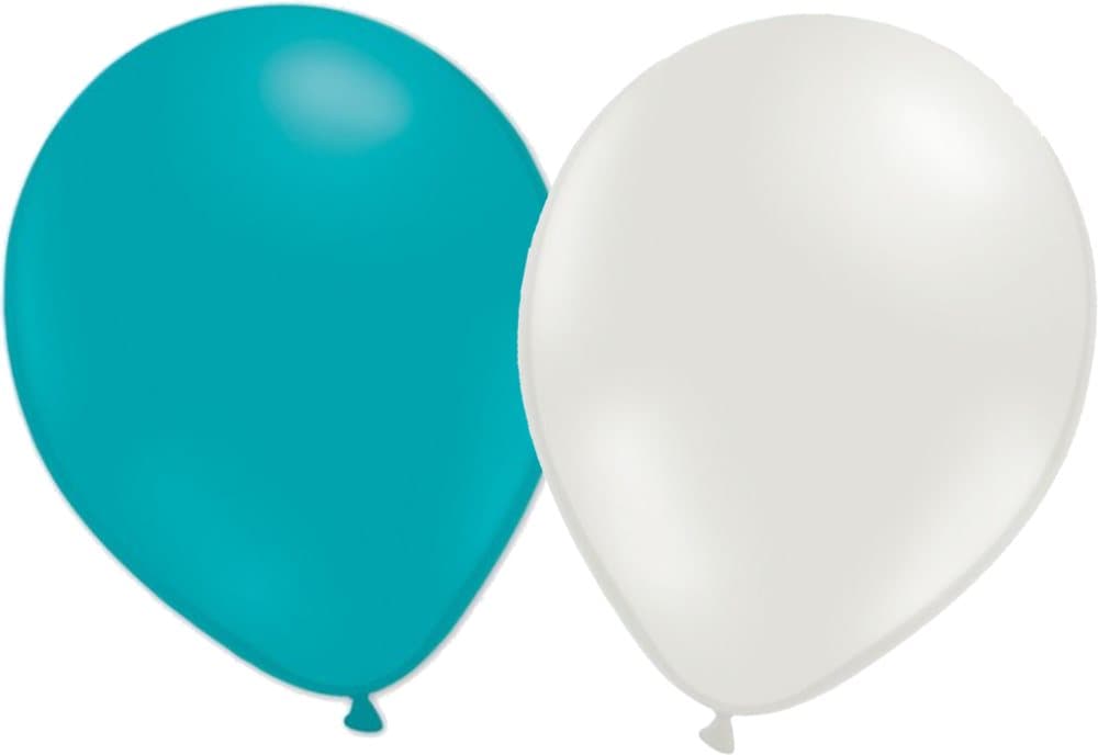Ballonger mix 24-pack Turkos och Vit