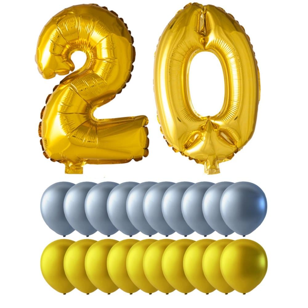 Ballonger födelsedagsmix 20 år guld/silver