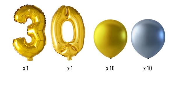 Ballonger Födelsedag 30 År Jubileum Ballongset - Guld Silver Latex & Folie - Perfekt för Födelsedags & Årsdagsfirande